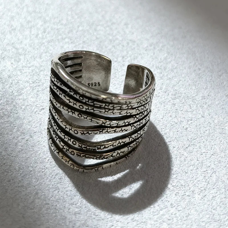 Sam Panda 925 Sterling Rings for Women Fashion Geometric Handmade Irregular Gold Star Ring Simple Fine Jelwery  Christmas Gift