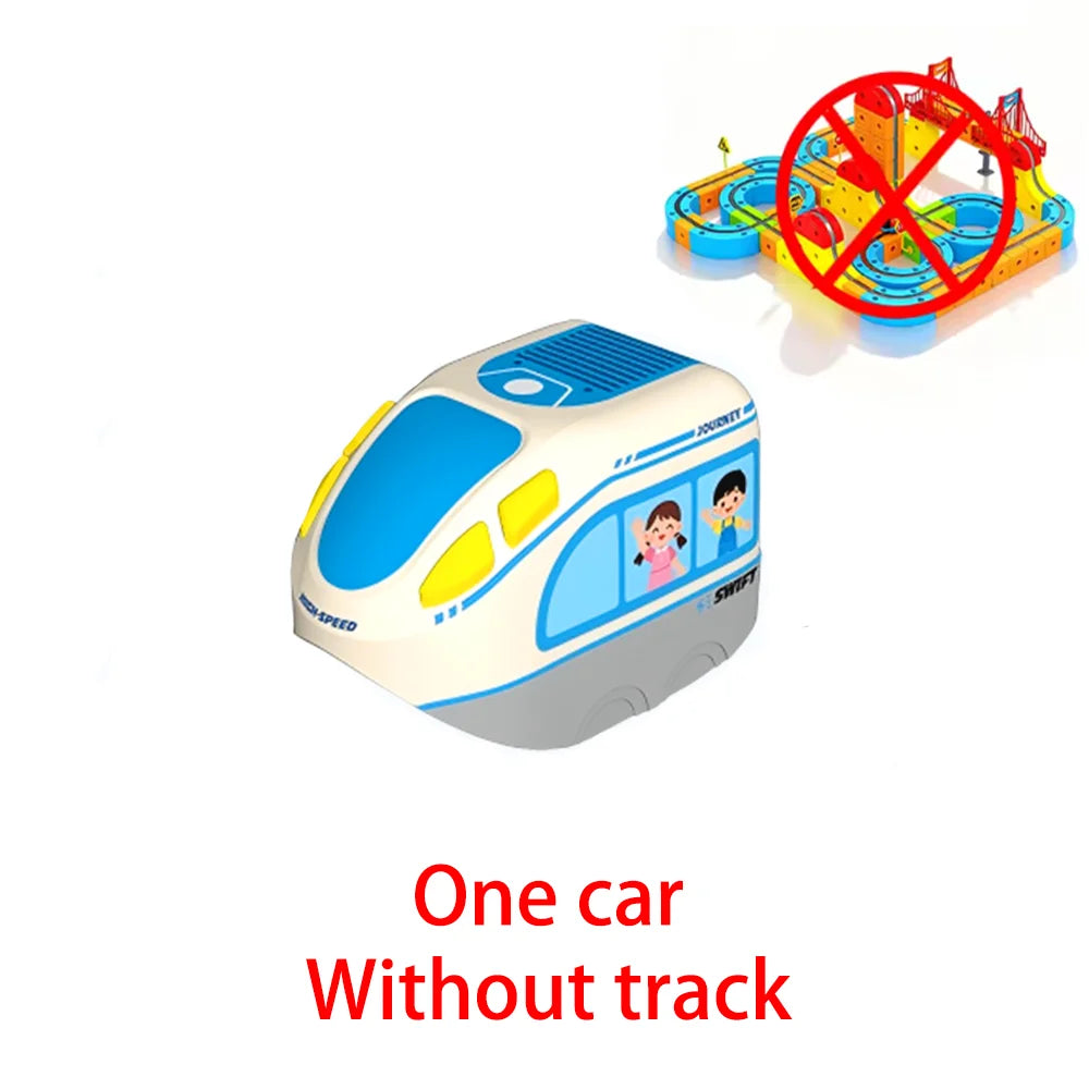 DIY Magnetic Rail Car Set for Kids - Educational Building Blocks Toy with Flexible Track Assembly Race Car Playset