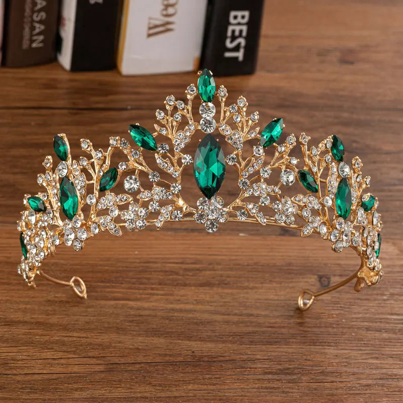 KMVEXO Luxury Heart Crystal Bridal Jewelry Sets Wedding Rhinestone Crown Tiara Earrings Choker Necklace African Bead Jewelry Set