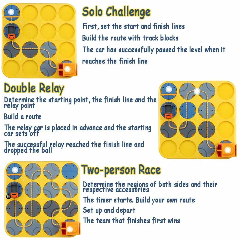 Kid Track Car Puzzle Set Toy DIY Assembling Maze Map Sound Light Electric Rail Car Logical Thinking Trainting Intellectual Game