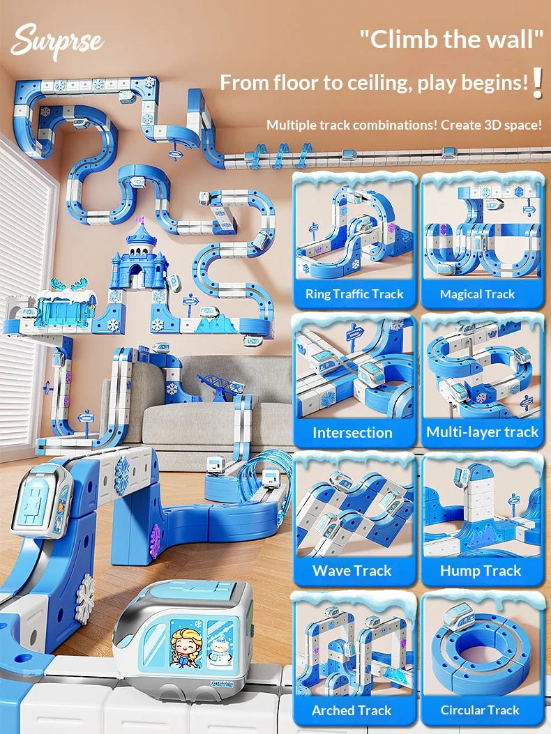 Magnetic Race Track Building Blocks Set DIY Assembled Castle Track Car Toy Creative Magnetic Track Vehicle Construction Kit