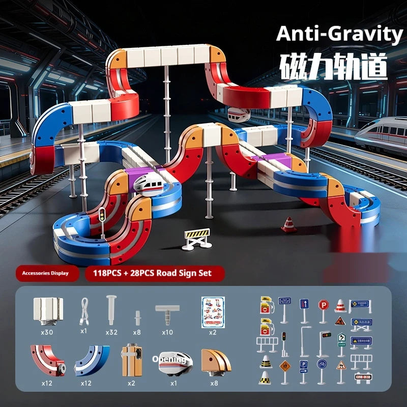 High-Speed Electric Train Set for Kids Magnetic Assembly DIY Educational Gravity-Defying Track Model Car Playset