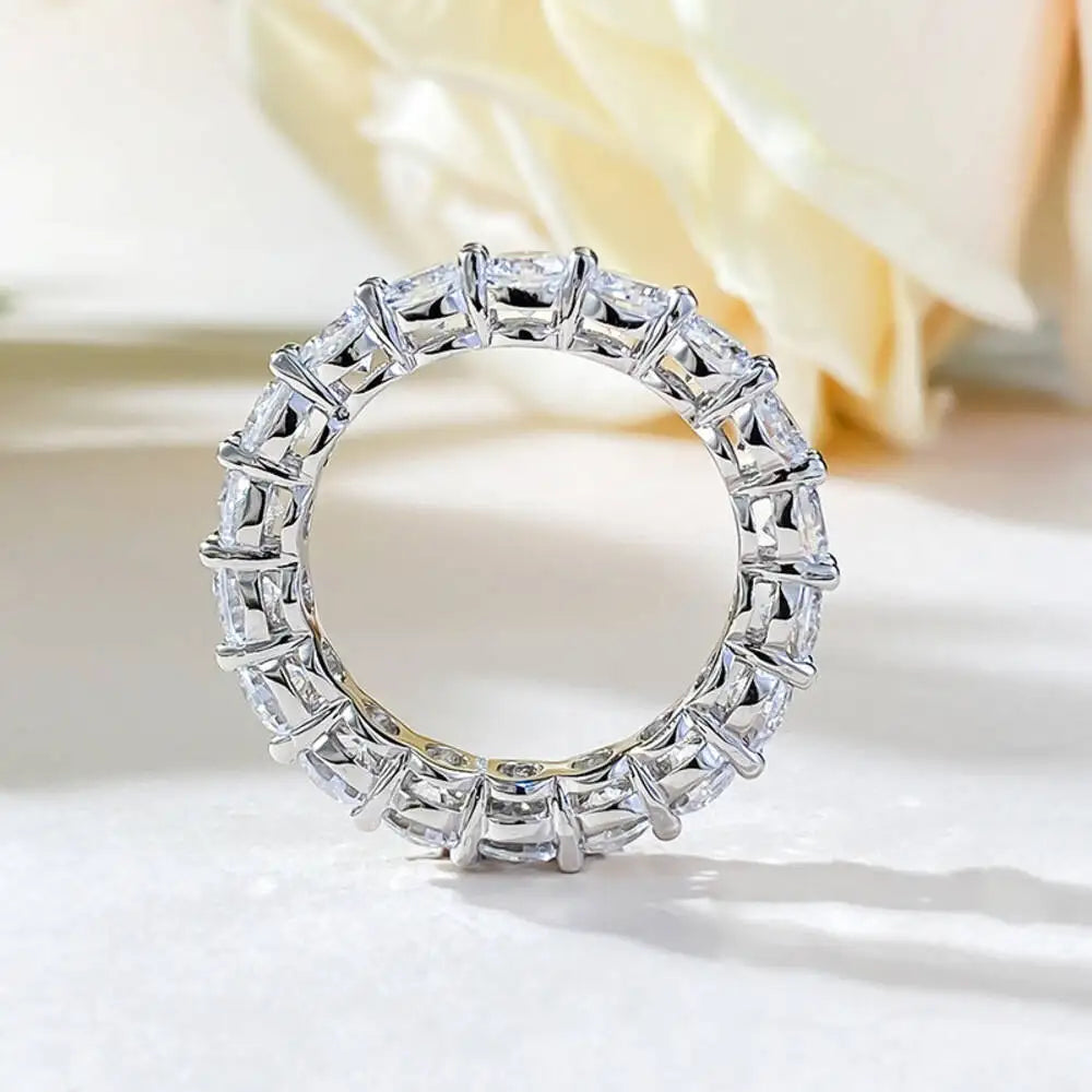 TY 2-5mm Full Moissanite For Women Sparkling Wedding Eternity Bands 100% S925 Sterling Silver Jewelry Classic Ring D VVS1