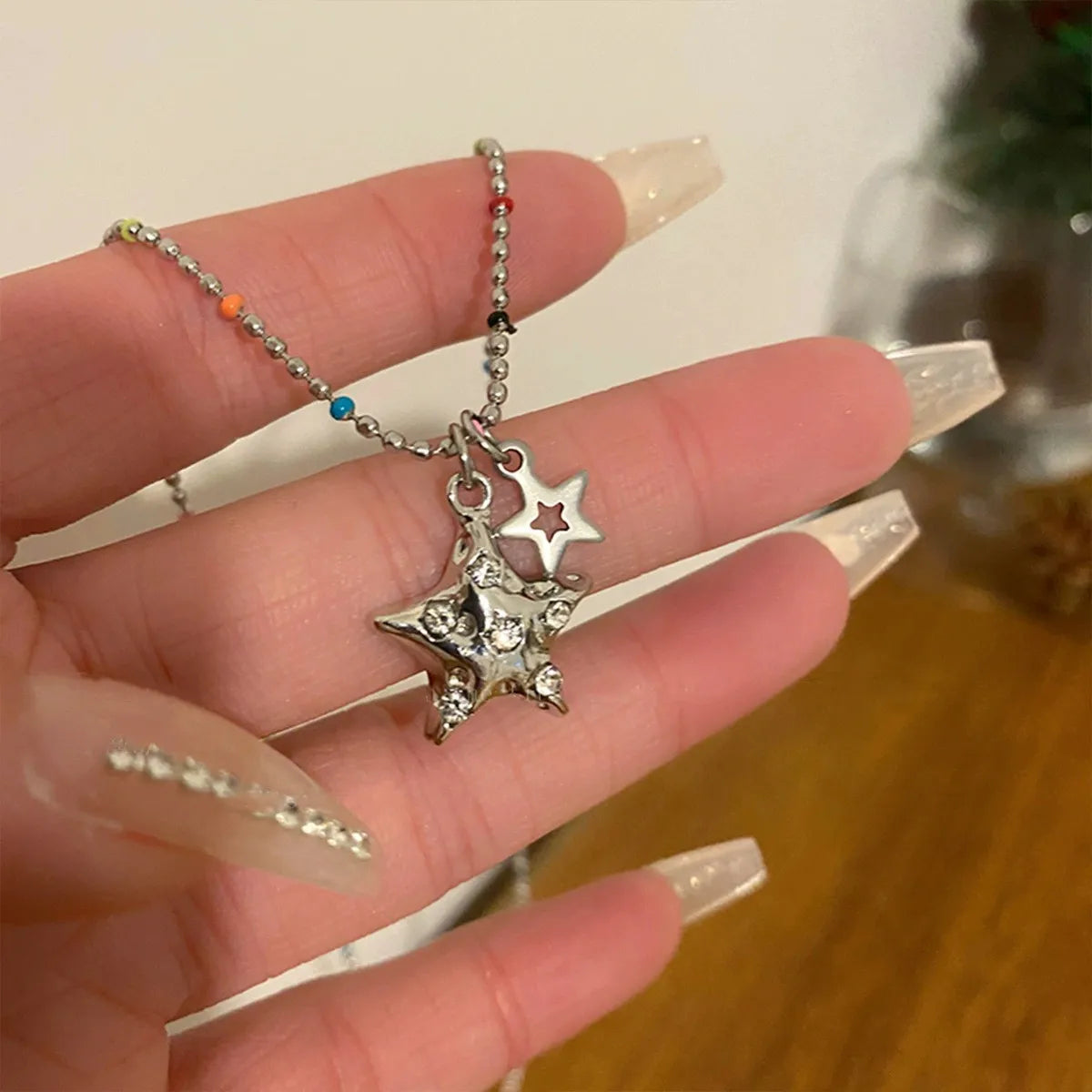 VENTFILLE 925 Sterling Silver Bead Geometry Necklace for Women Girl Korean Design Versatile Choker Jewelry Dropship Wholesale