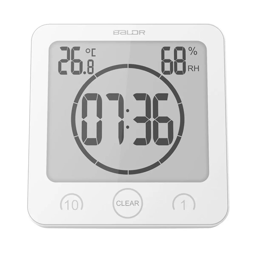 Waterproof Bathroom Wall Clock Digital Shower Clock Timer with Touch Screen, Temperature, Hanging Hole Stand for Kids & Adults