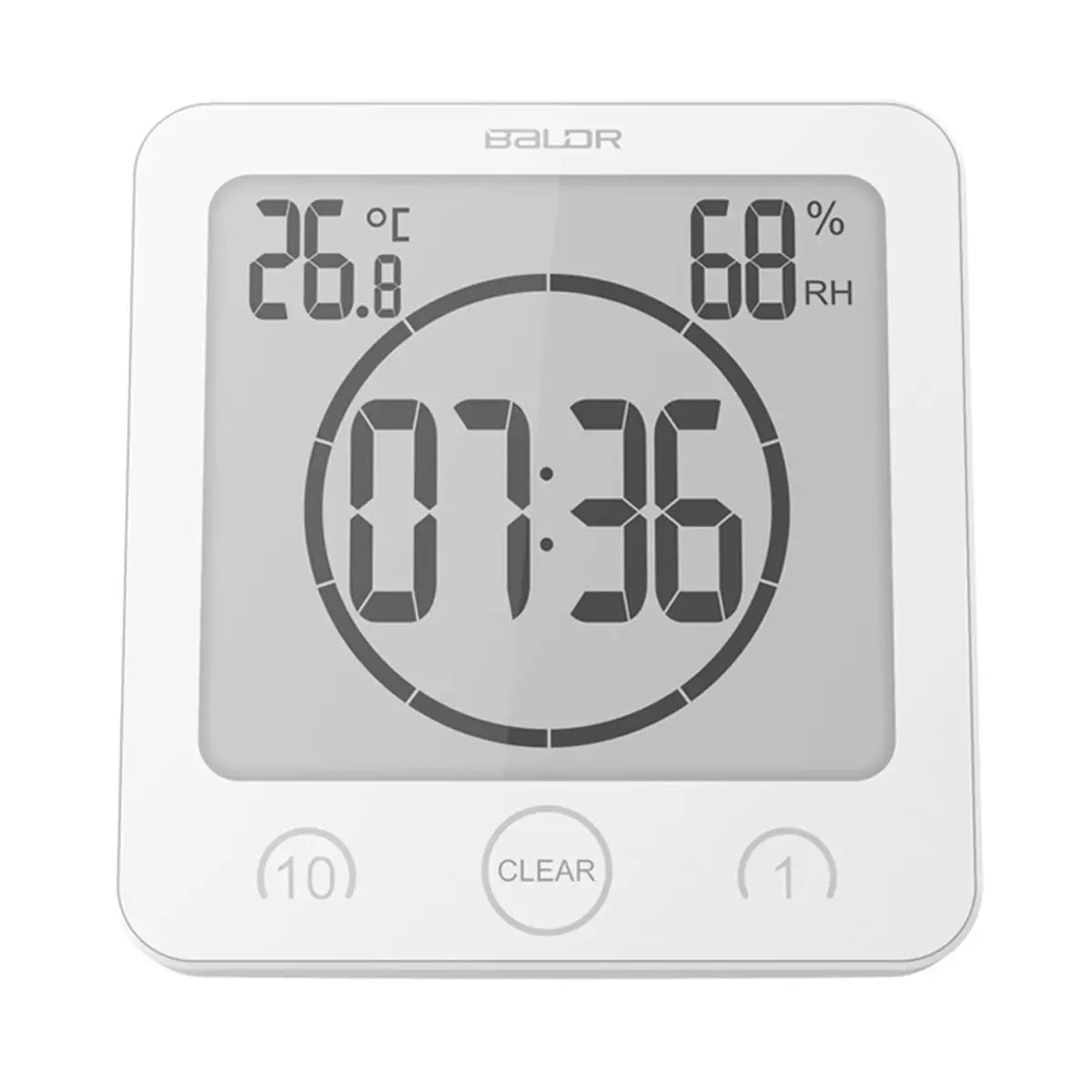 Waterproof Bathroom Wall Clock Digital Shower Clock Timer with Touch Screen, Temperature, Hanging Hole Stand for Kids & Adults