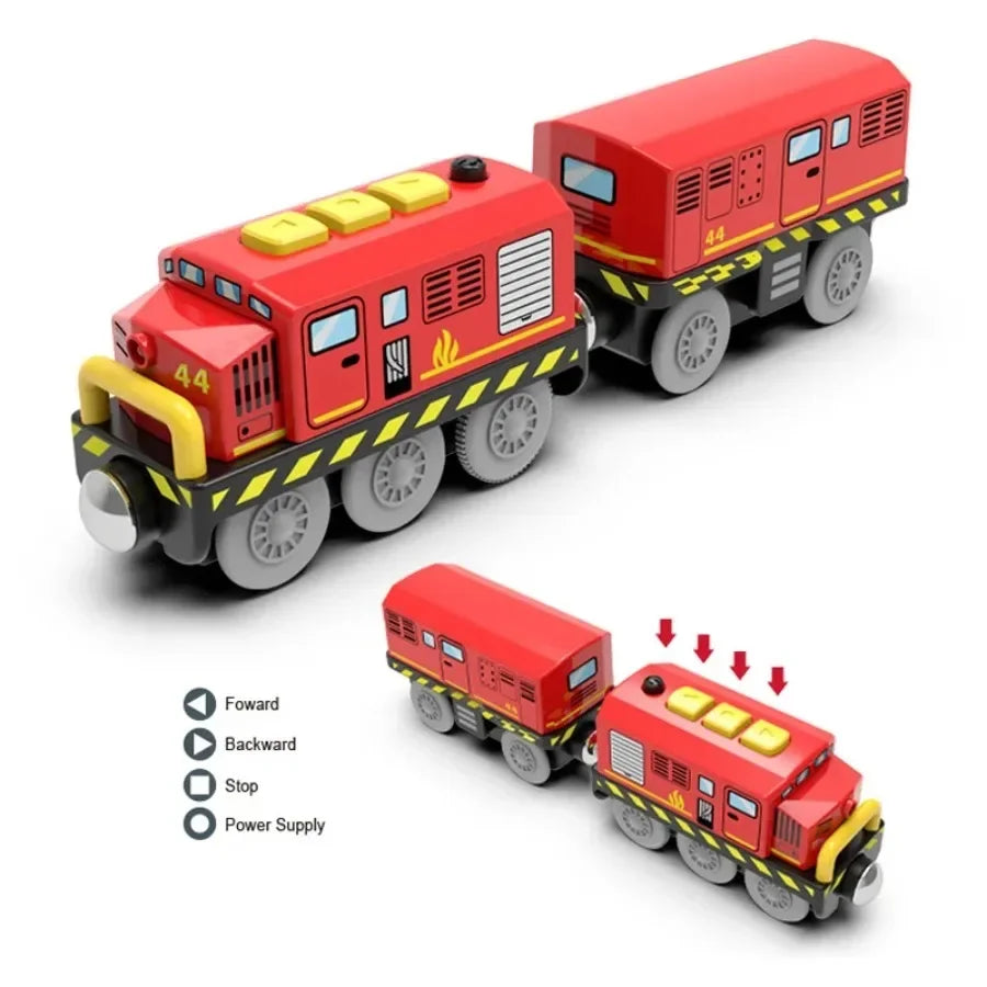 Kid Magnetic Electric Train Car Locomotive Wooden Track Slot Diecast Railway Track Children's Educational Toys Gifts