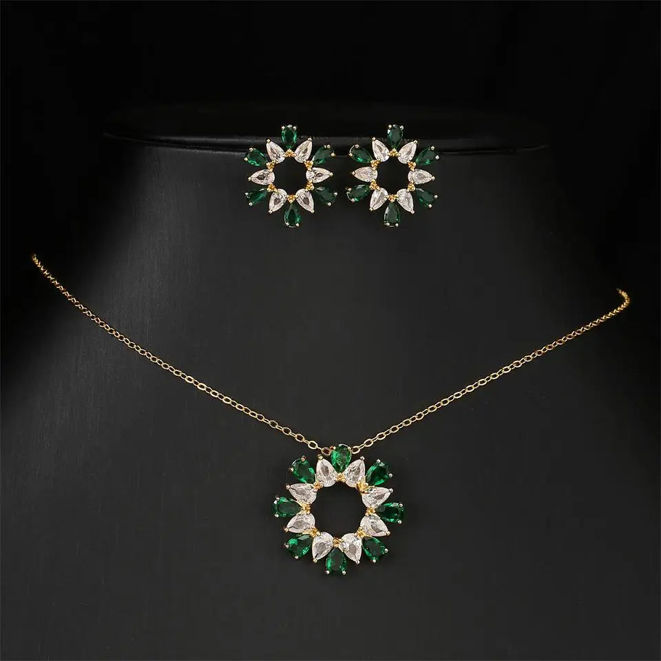 ZAKOL Luxury Retro Micro-set Zircon Women's Necklace Earrings Two-piece Set Temperament Elegant Charm Wedding Party Jewelry Sets