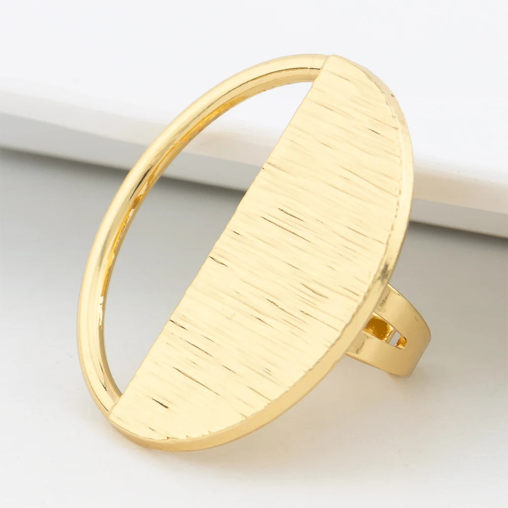 Gold Color Jewelry Set For Women Dubai Round Earrings Adjustable Ring Nigeria Bridal Jewelry Accessories Wedding Bracelet Party