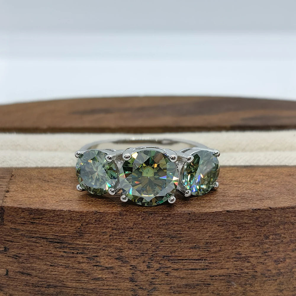 JoyceJelly S925 Sterling Silver Colors Moissanite Ring 2CT 4CT Total Full Moissanite Diamond Jewelry For Wedding Engagement Gift