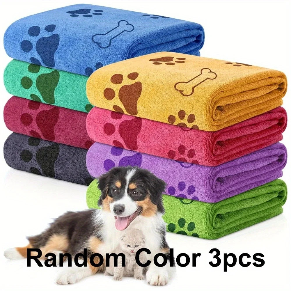 1Pcs Dog Towel Drying Cat Pet Towel Puppy Microfiber Quick-drying Dog Claw Bath Towel Absorbent Medium Dog Pet Bath Blanket