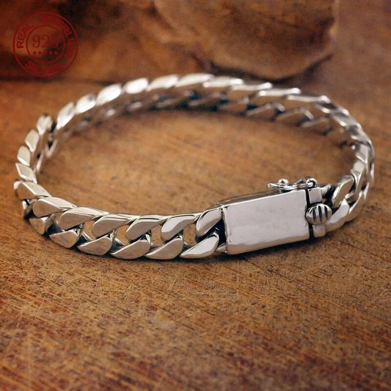100% S925 Sterling Silver Necklace Bracelet Punk S925 Silver Jewelry Never Fade Carry certificate Men Women Jewelry Gifts