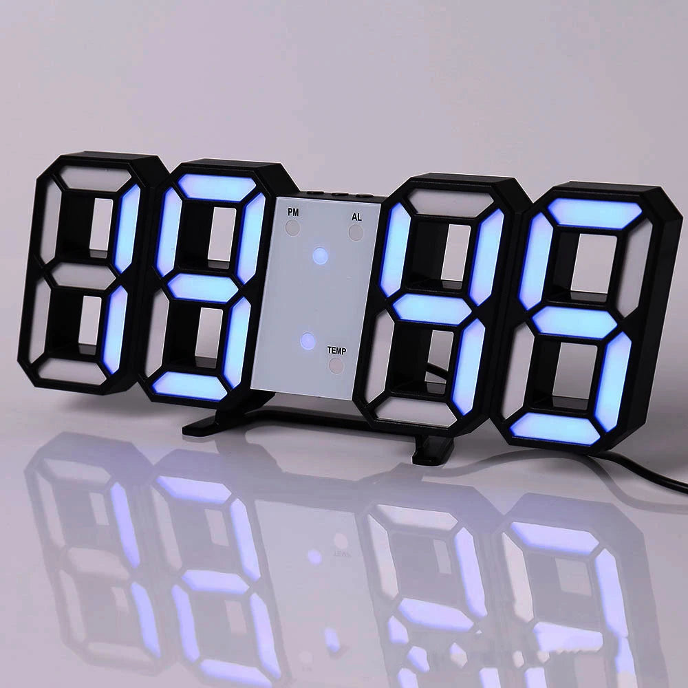 3D LED Digital Wall Clock ,9.7", Large Display Table/ Desk Clock with Remote Control 12/24H Temperature