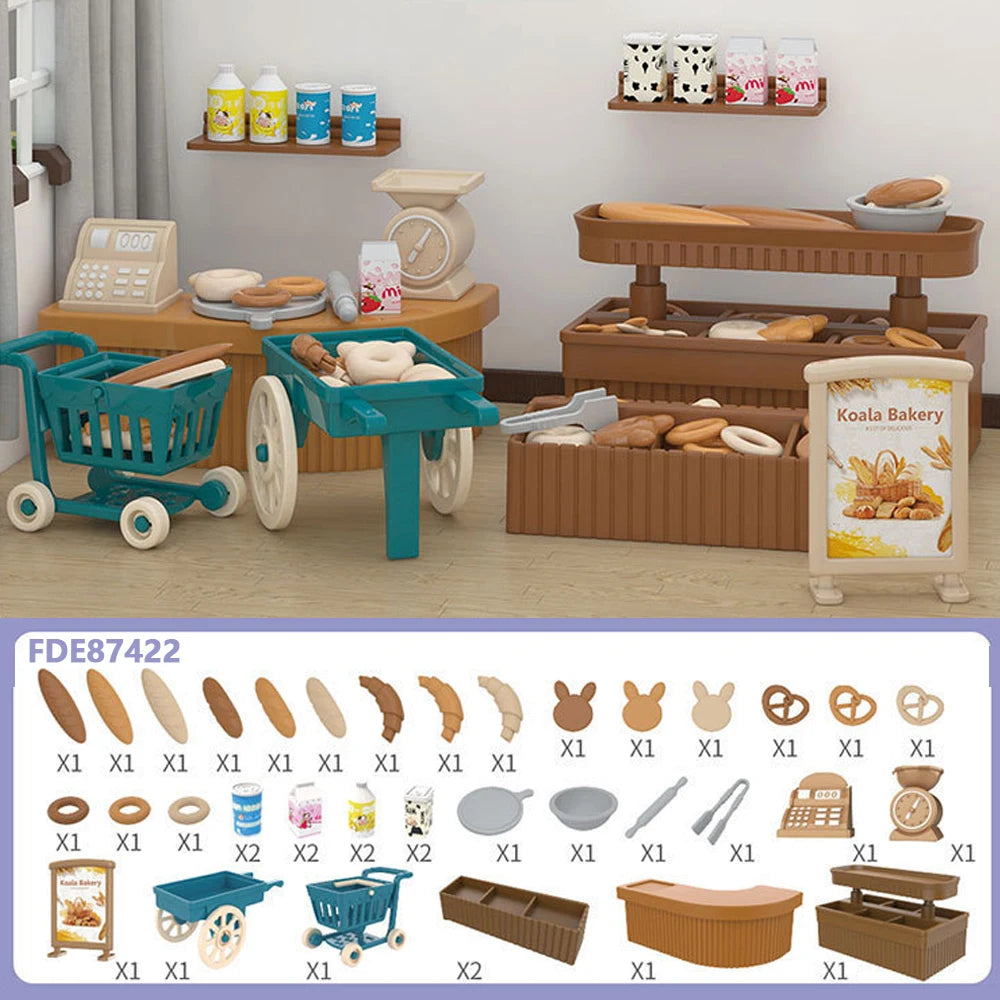 1/12 Dollhouse Furniture Living Bedroom Kitchen Bathroom Set Forest Animal Family Miniature Simulation Doll Accessories DIY Toy