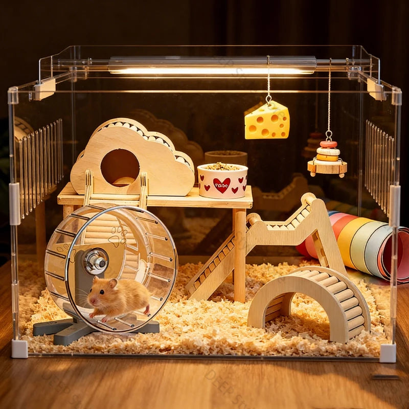 Unpainted Wooden Guinea Pig Hideout Climb House - Hamster Cage Decor Play Tunnel Small Animal Chew Toy Pet Habitat Accessories