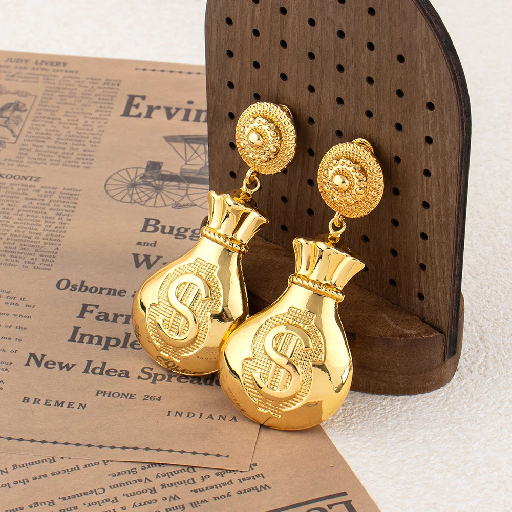 African Jewelry Set Irregular Design Hoop Earrings and Pendant 2PCS Set for Weddings Bridal Necklace Earrings Accessory
