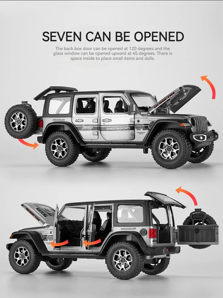 1:22 Model Wrangler Diecast Toy Car Model, Scale Metal Alloy Vehicle for Kids Boys Girls Adults, Doors Open,Gifts Gray