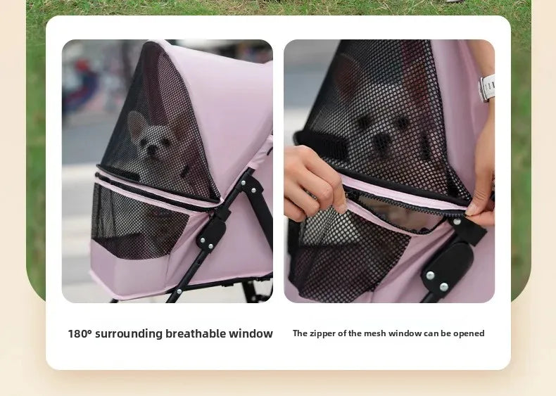 Foldable Pet Stroller for Small Dogs Cats Lightweight Travel Pushchair Breathable Carrier  Teddy Puppies Outdoor Walks Shopping