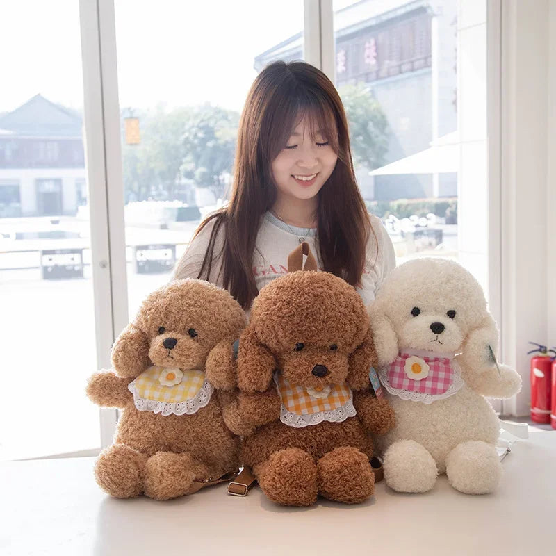 35/45CM Teddy Dog Backpacks Stuffed Animal Poodle Bag Plush Adjustable Schoolbags Kindergarten Plush Backpack Toys Gifts