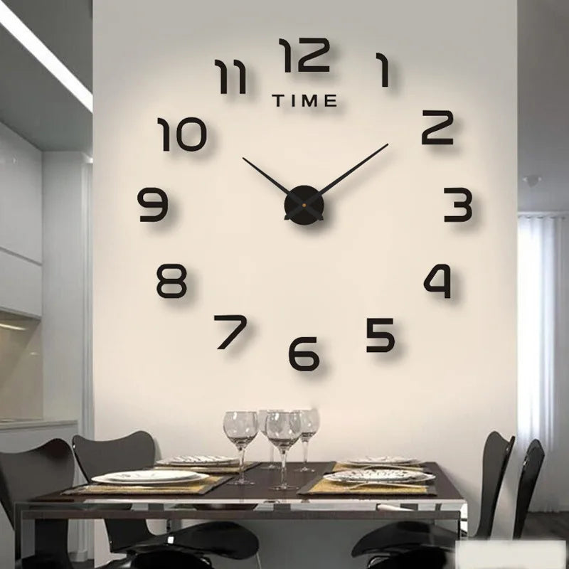 2026 Modern Design Large Wall Clock 3D DIY Quartz Clocks Fashion Watches Acrylic Mirror Stickers Living Room Home Decor Horloge