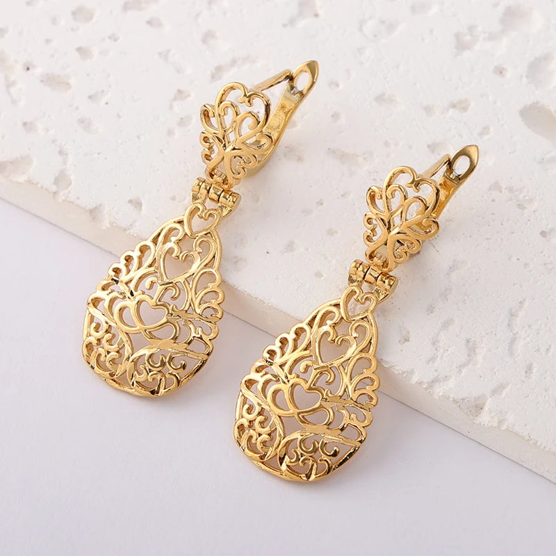 LUIZADA 2025 July Hot Selling Fashionable Copper Jewelry Set:Necklace, Earrings, Rings & Bangles For Women's  Wedding & Party