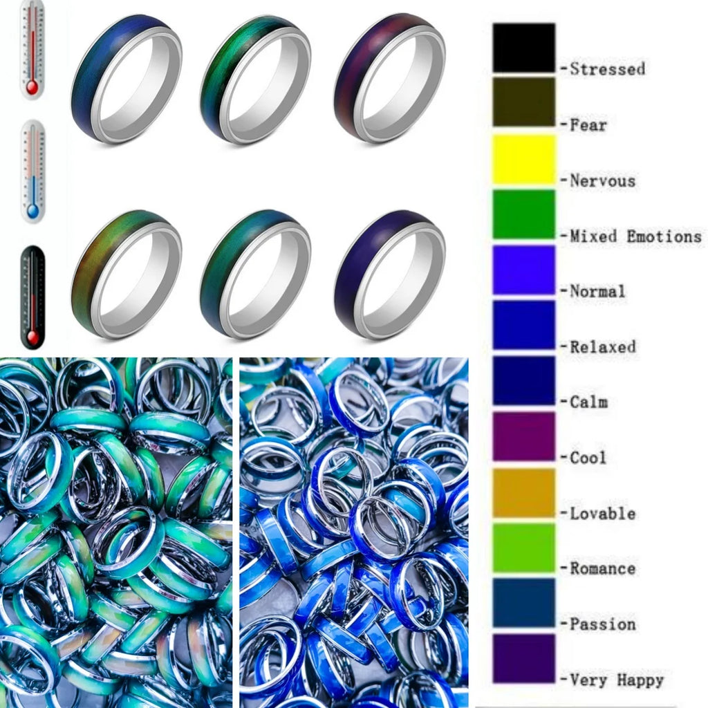 20/50/100pcs/lot Temperature Change Emotion Feeling Mood Rings Set For Women Men Mixed Size Round Finger Ring Jewelry Wholesale