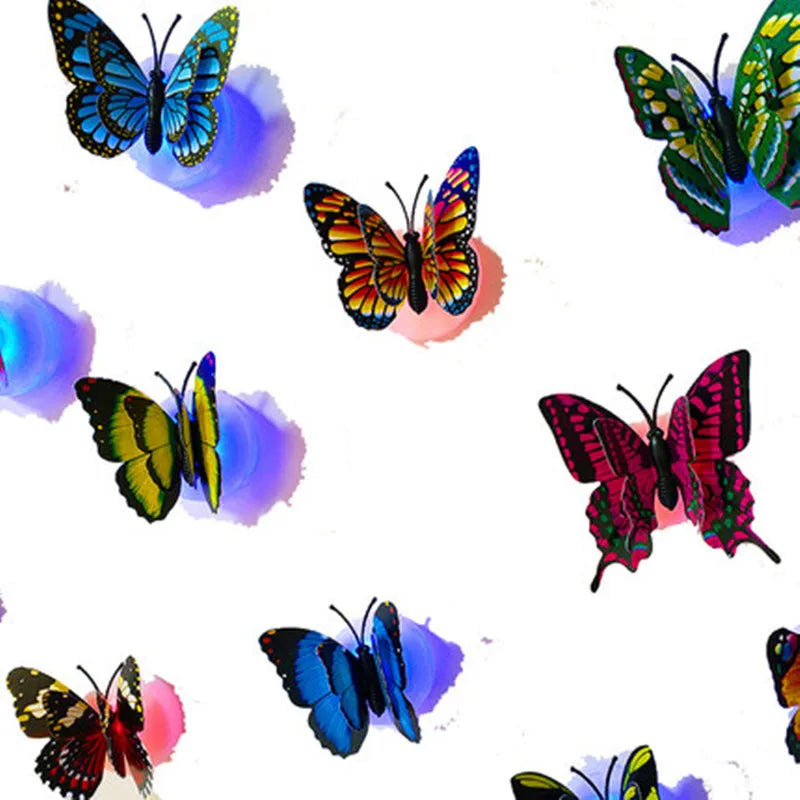 5PCS Creative Butterfly Night Light Set Stickable LED Glowing Colorful DIY Wall Decor Funny House Lighting