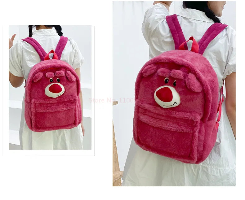 New Lotso Alien Cartoon Funny Plush Backpack Students Large Capacity Bag Girls Casual Soft Stuffed Schoolbag Lightening Bag