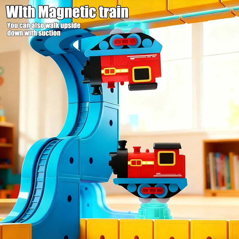 Children's Magnetic Car Track DIY Magic Railway Electric Train Toy Creative for 3 Year Boys Girls Kids Christmas Birthday Gifts
