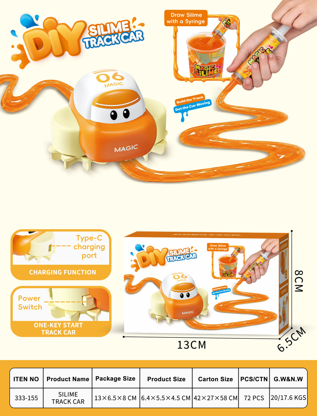 DIY Slime Track Car Toy, Draw Your Own Race Track with Paste, Electric Car, STEM Creative Building Kit