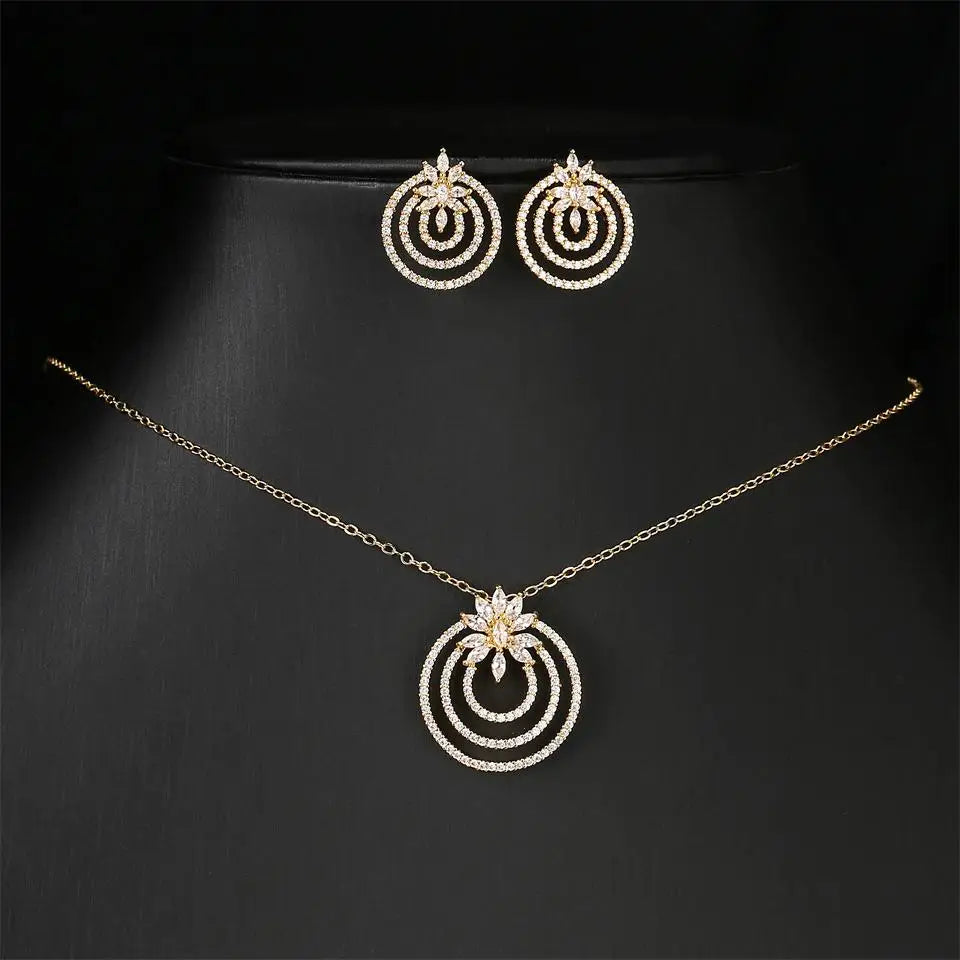 ZAKOL Luxury Retro Micro-set Zircon Women's Necklace Earrings Two-piece Set Temperament Elegant Charm Wedding Party Jewelry Sets