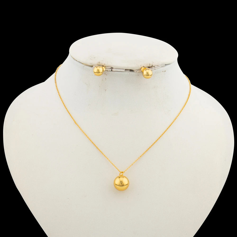 Italian  Gold Color Jewelry Set for Women Small Design Earrings and Necklace 2Pcs Set for Party Daily Wear Girls Gifts Jewelry