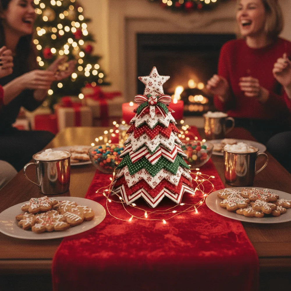 Vintage Quilted American-style Christmas Tree Kit 3D Layered Fabric Patchwork Christmas Tree Kit Santa Claus Snowman