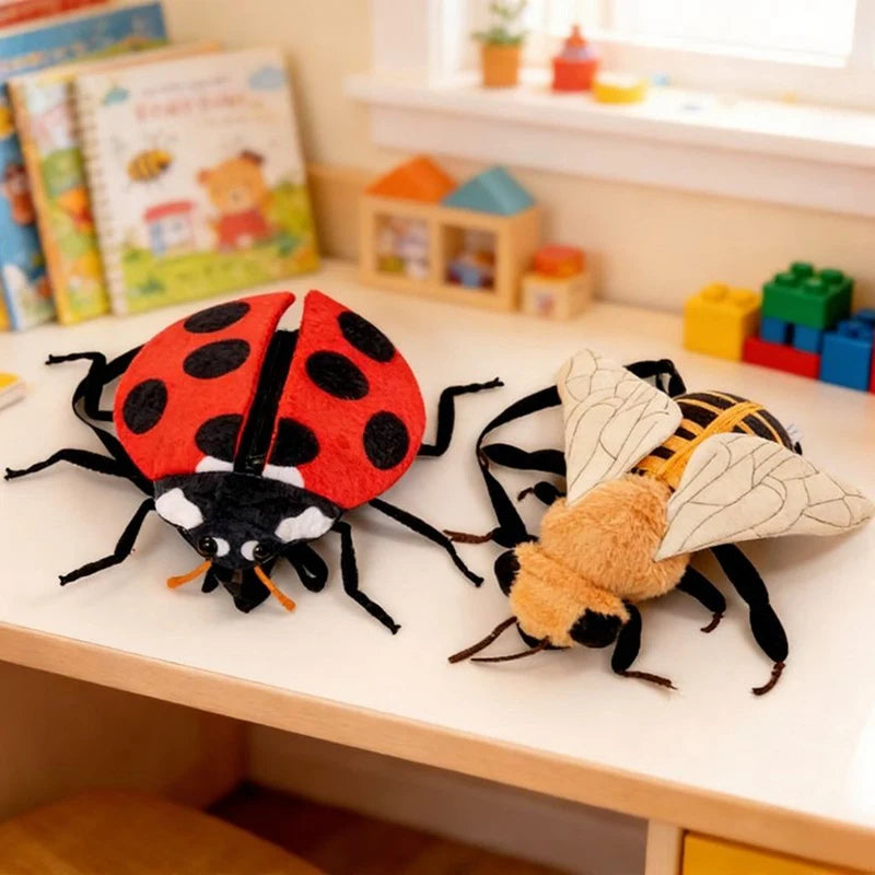 New Bumblebee And Ladybug Plush Backpack Cute Insect Stuffed Animal School Bag Boys Girl Kid Unique Design Holiday Birthday Gift