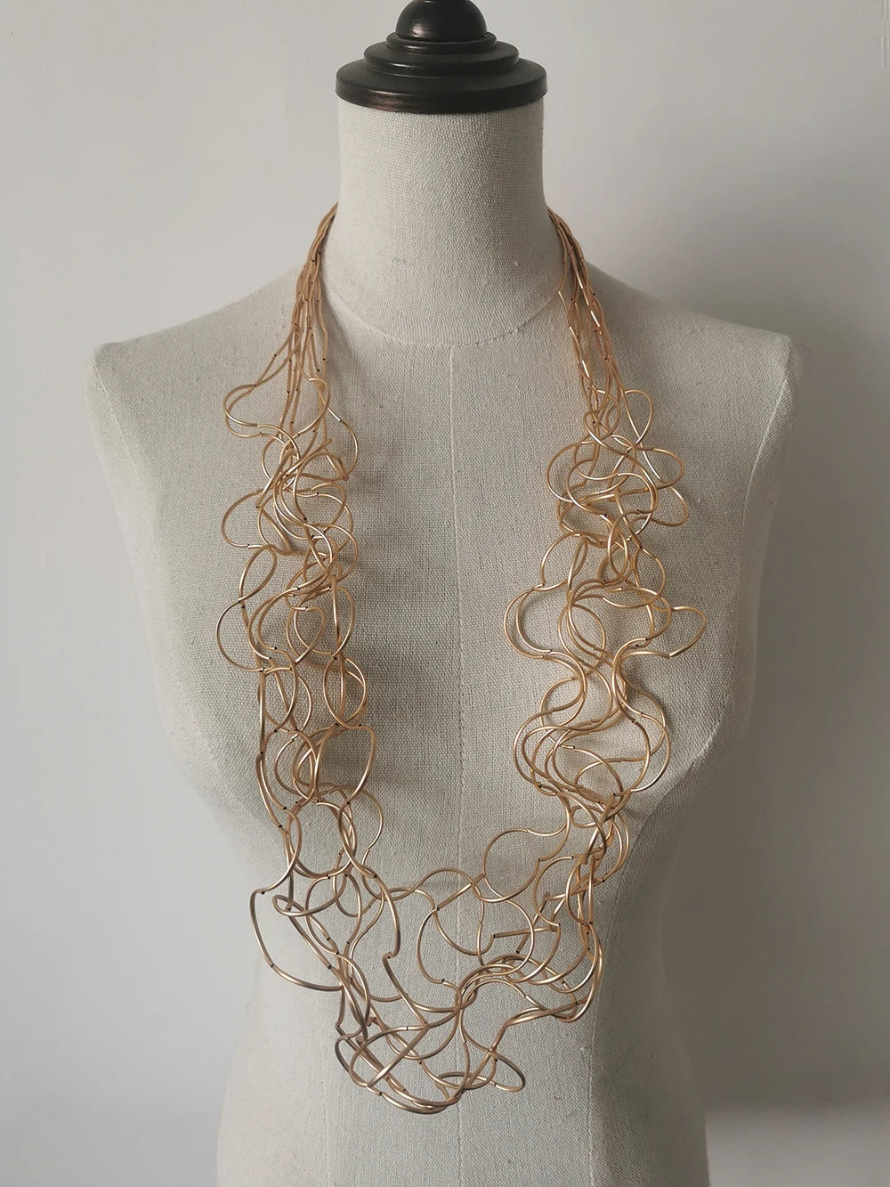 STRATHSPEY Fashion New Long Irregular Copper Tube Necklace For Women Statement Chunky Multi Lay Jewelry