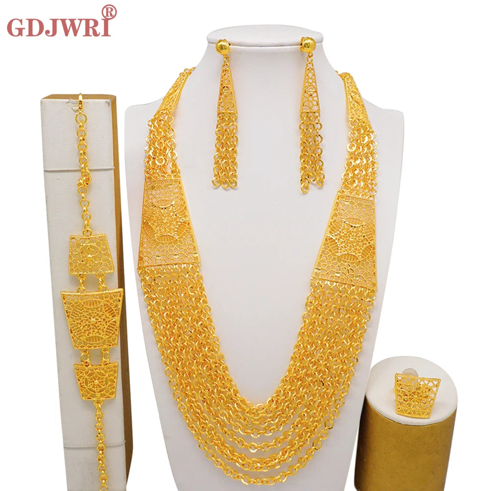 Ethiopian Fashion Women's Jewelry Set African Wedding Jewelry Set Necklace, Bracelet, Earrings, and Ring Set