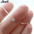 Jkeli 925 Sterling Silver 18k Gold Plated Necklace Single Sparkling Zircon Clavicle Chain for Women Wedding Jewelry collares