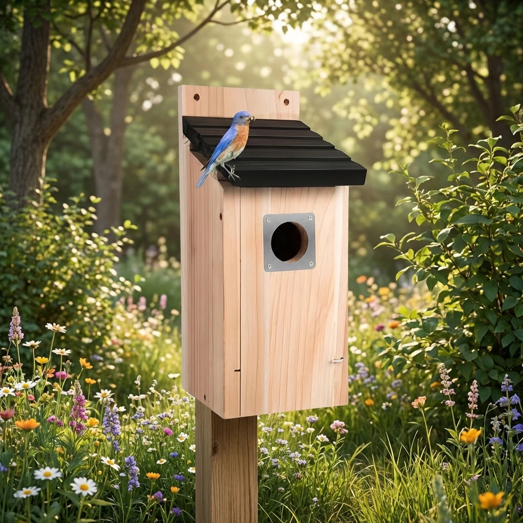 Bird Houses for Outside  Cedar Bird House Outdoor, Bluebird Finch Swallow Wren Chickadee Assembly Required