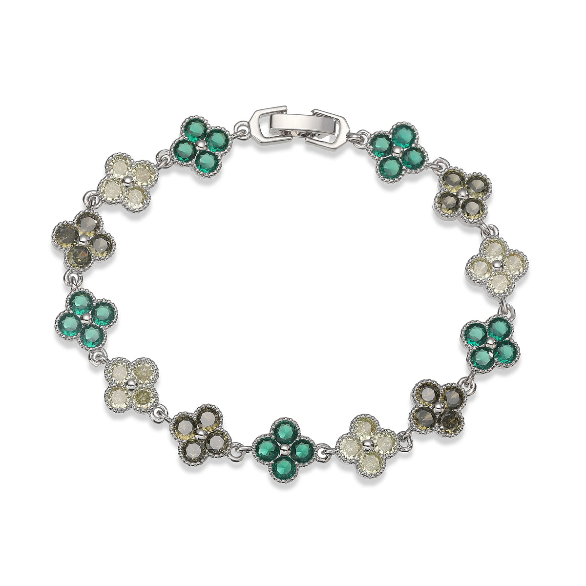 Multi-Color Women's Zircon Flower Delicate Bracelet/Necklace Rainbow Jewelry Gift Optional Mix-and-Match 1 Pcs