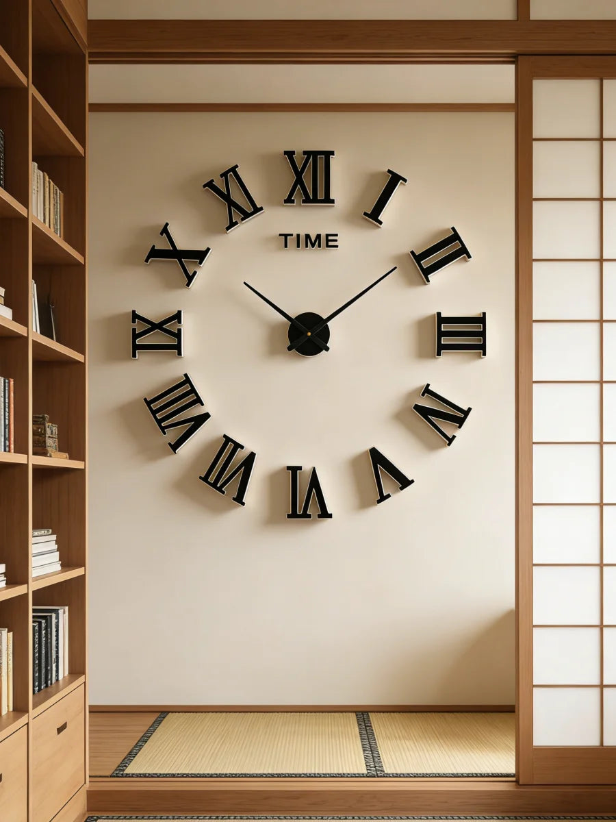 2D/3D Large Roman Numeral Acrylic Mirror Wall Clock Sticker Fashion DIY Quartz Clocks Watch Home Decoration Living Room Stickers