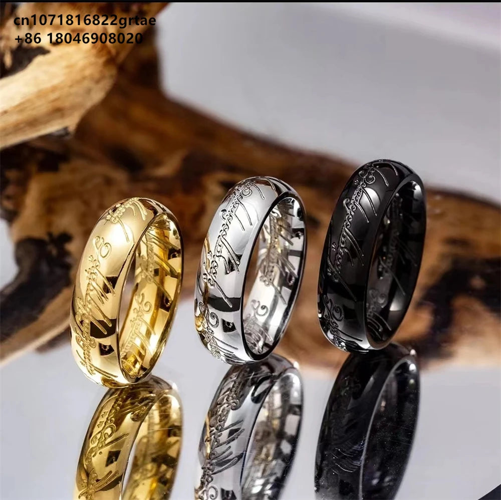 Lord of the one Rings thick chain advanced pearl chain movie with the same necklace ring hip-hop 3D carving inside and outside.