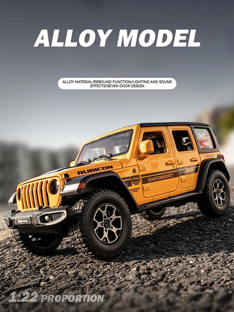 1:22 Model Wrangler Diecast Toy Car Model, Scale Metal Alloy Vehicle for Kids Boys Girls Adults, Doors Open,Gifts Gray