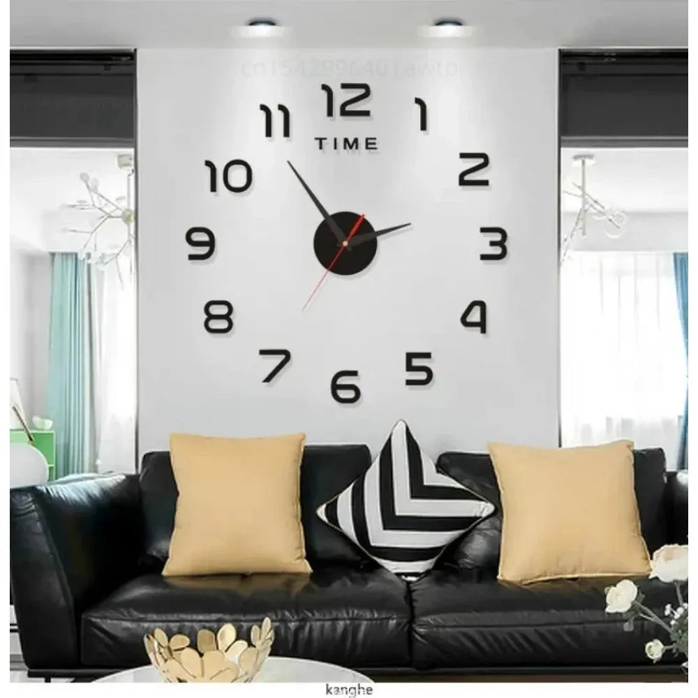 2023 Modern Design Large Wall Clock 3D DIY Quartz Clocks Fashion Watches Acrylic Mirror Stickers Living Room Home Decor Horloge