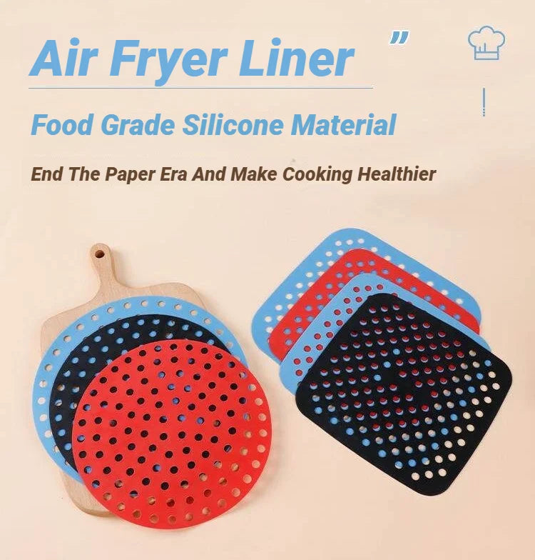 Reusable Silicone Air Fryer Mat Non Stick Baking Pad Inner Liner Cooking Bakeware Oil Cake Grilled Saucer
