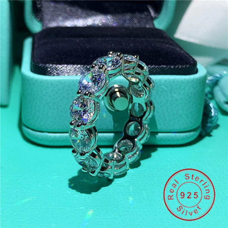 infinity ring S925 Sterling Silver Micro pave Moissanite Engagement Wedding Band Rings for women Party Jewelry