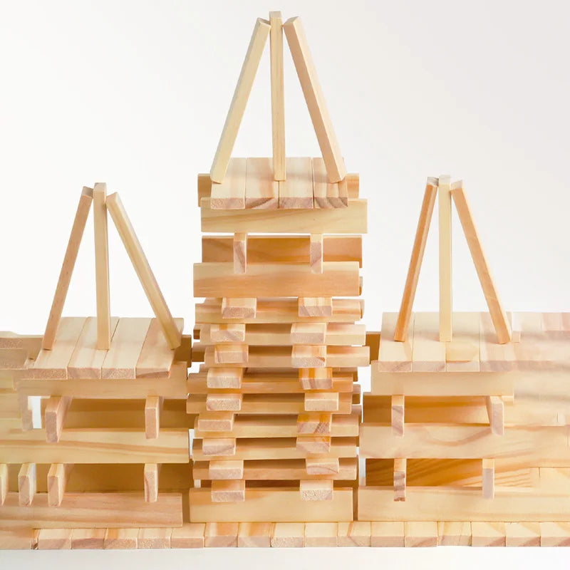 100PCS Classic Wooden Building Block Construction Kit Stacking Balance High Block Montessori Puzzle Toy GIft for Toddler Kid