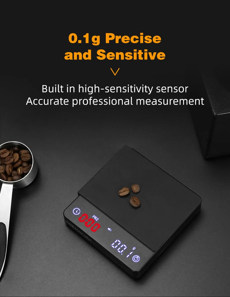AliKisscafe Espresso Digital Scale With Timer Usb 3kg Electronic Precision Portable Barista Tool Kitchen Home Coffee Accessories