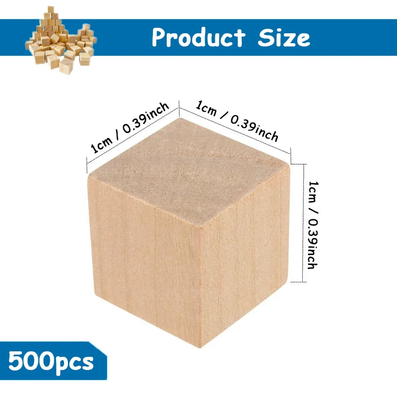 Square Small Wooden Block Model, Solid Wood DIY Handmade Wooden Block Assembly, Children's Baby Puzzle Toy Decor Handcraft Arts