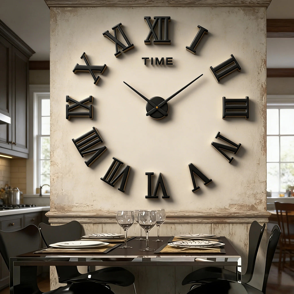 2D/3D Large Roman Numeral Acrylic Mirror Wall Clock Sticker Fashion DIY Quartz Clocks Watch Home Decoration Living Room Stickers