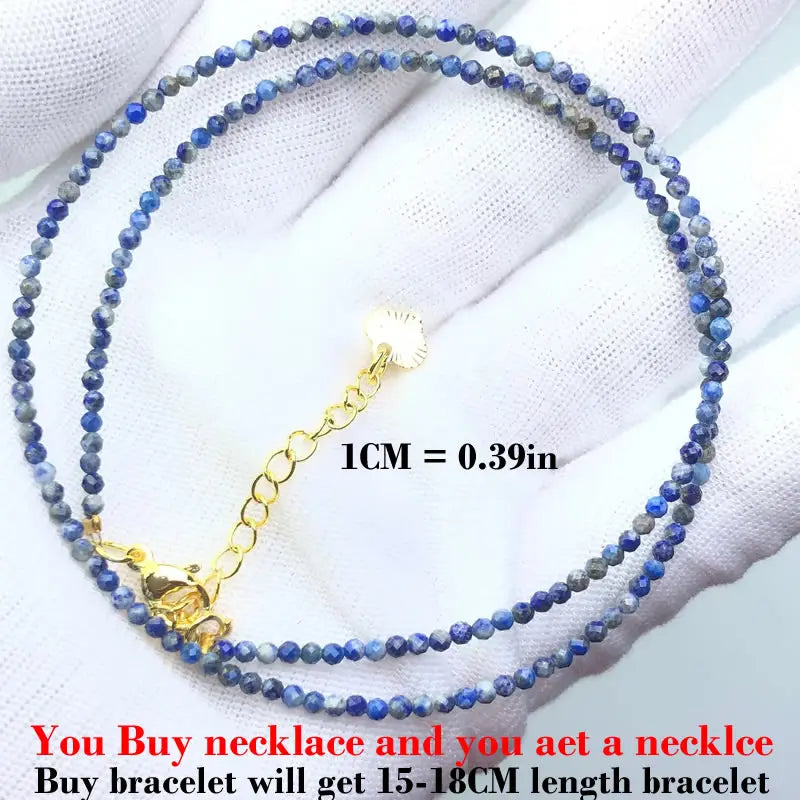 HOT Natural Stone 2mm Faceted Beads Necklace Crystal Quartz Garnet Agate Beaded Chains Fashion Simple Men Women Jewelry Gifts